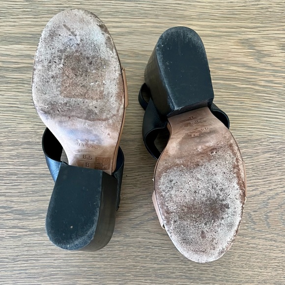 Coach Dennis Turnlock Open Toe Slingback Block Heels Sandals Tan Black Gold 8.5 - Picture 12 of 16